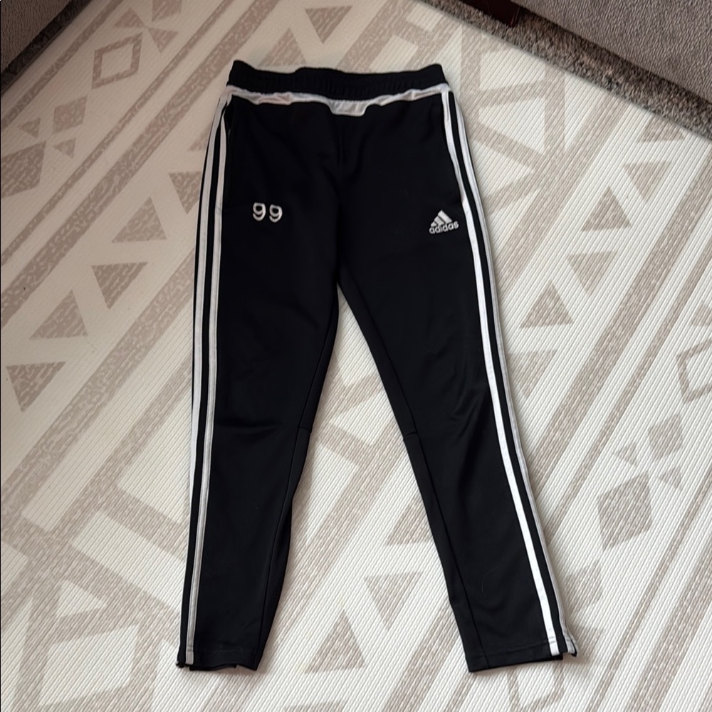 Adidas Black and White Joggers with Elastic Cuffs